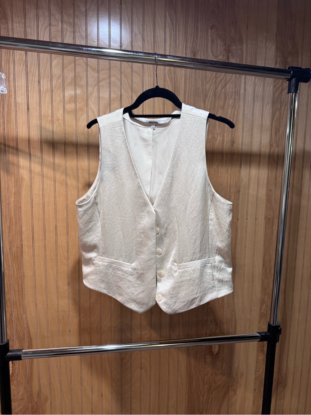 Madewell Cream Button-Front Sleeveless Vest